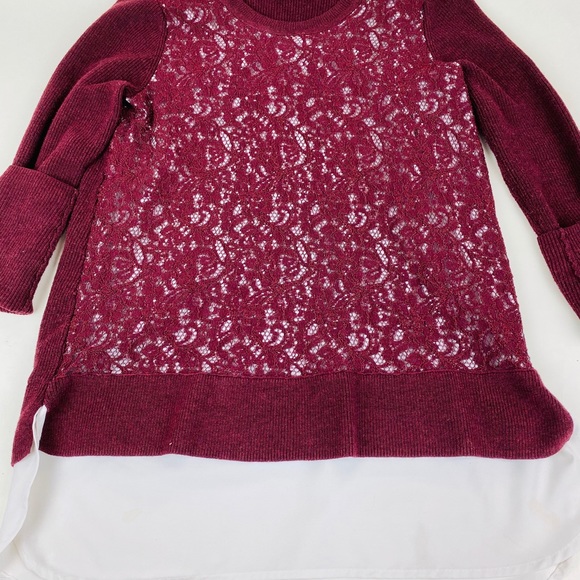 Simply Vera Wang-Lace LongSleeves-Maroon-Medium - Picture 1 of 6